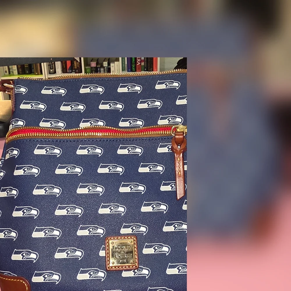 Dooney & Bourke Navy White Seattle Seahawks Print Crossbody with Wristlet